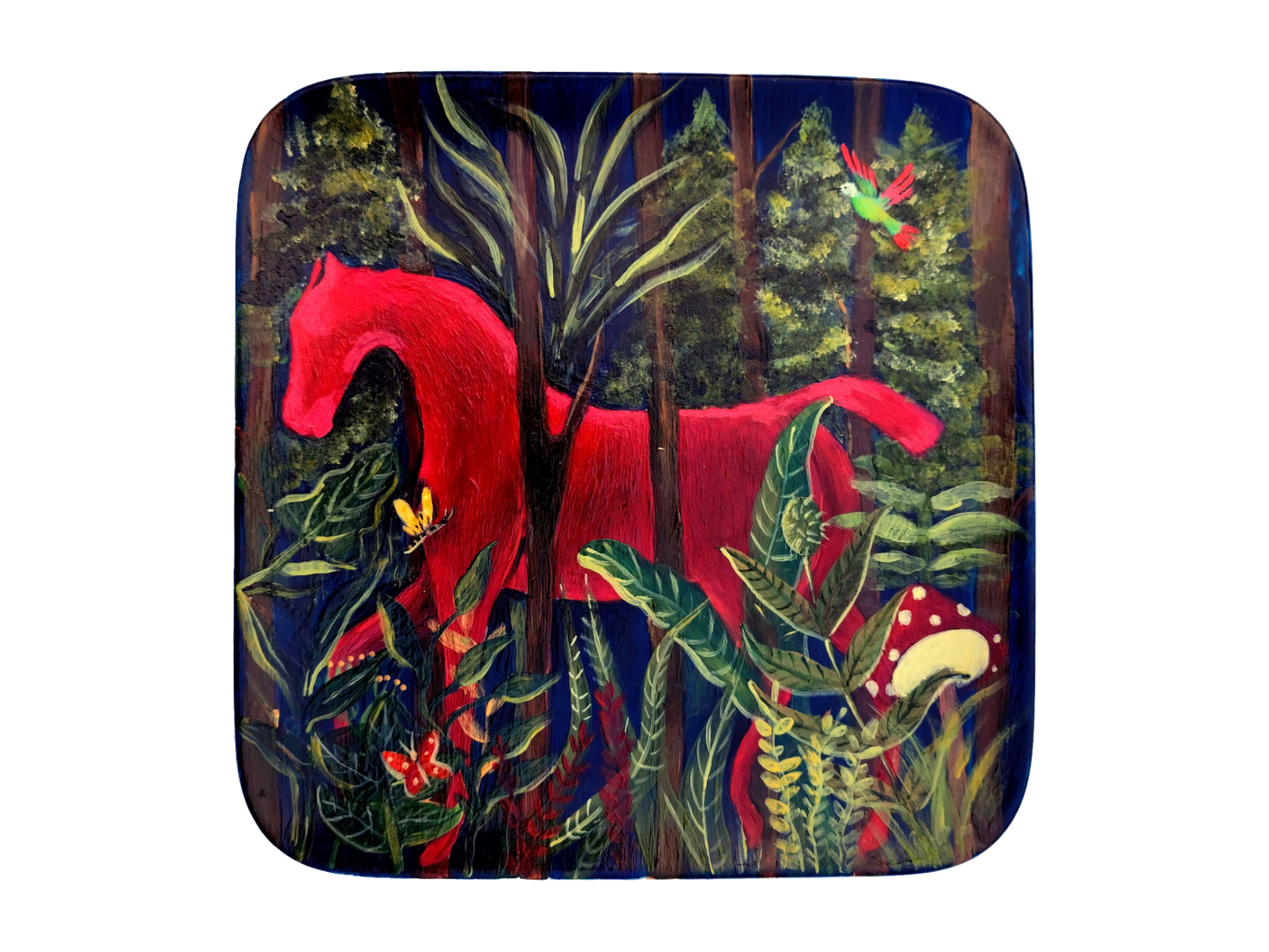 Crimson Horse Forest Platter
