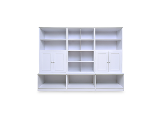 Open base cubby wall system