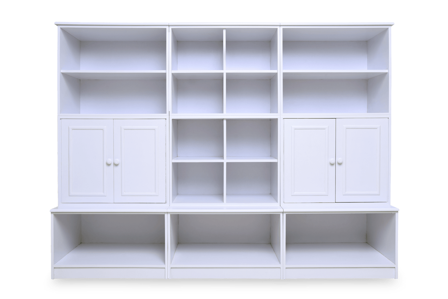 Open base cubby wall system