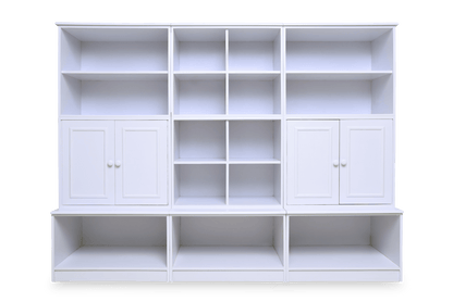 Open base cubby wall system