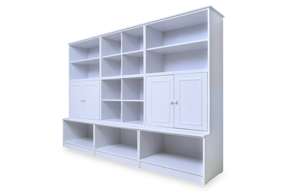 Open base cubby wall system