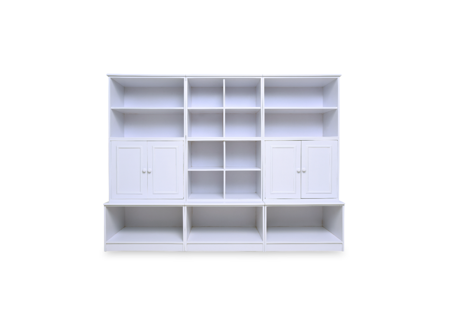 Open base cubby wall system